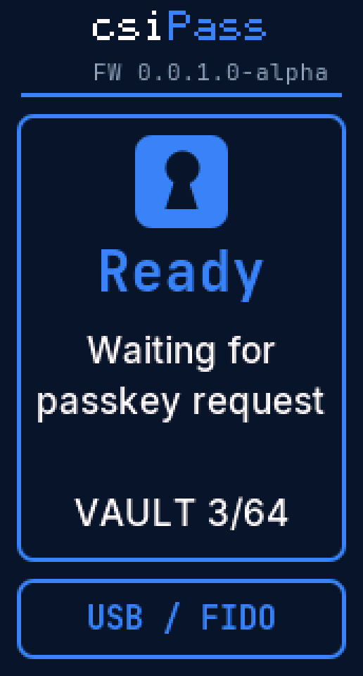 csiPass Ready screen showing vault use