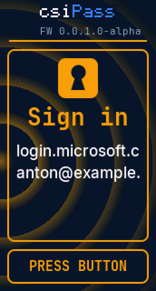 csiPass device naming a sign-in site and account before confirmation